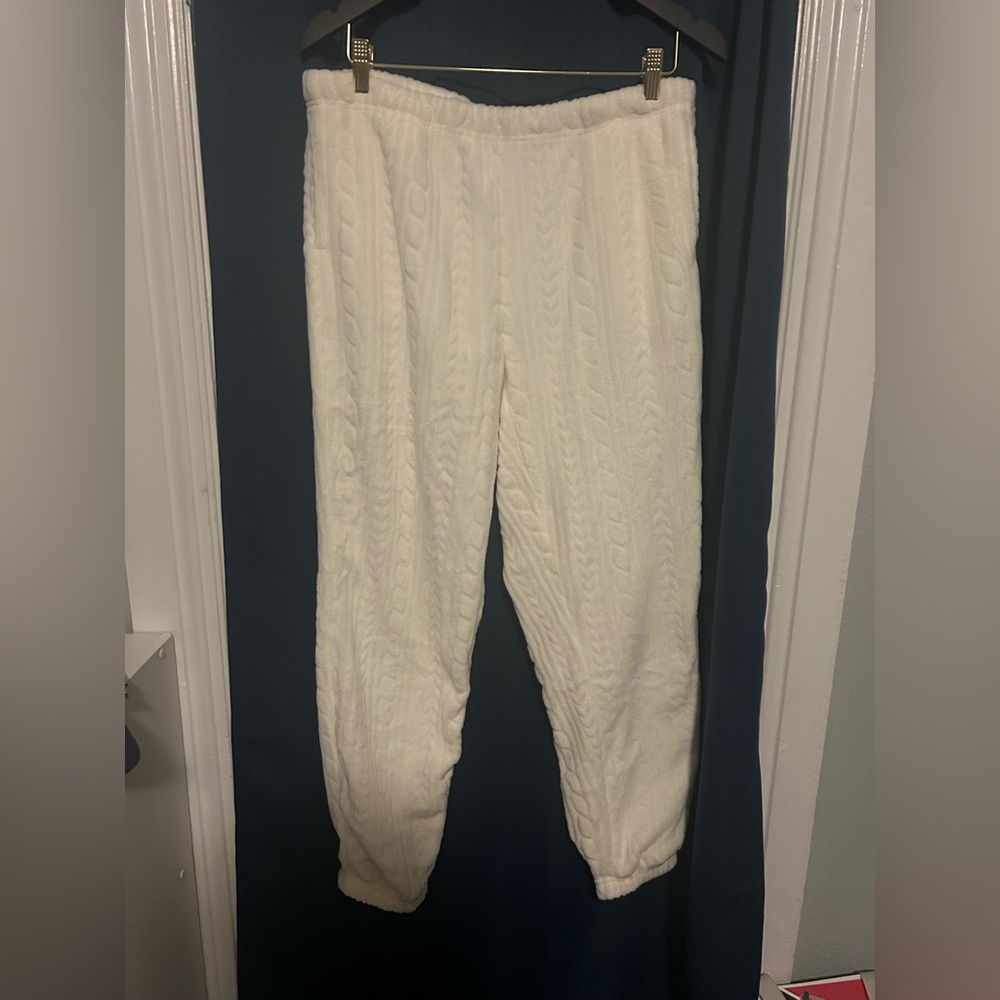 Cozy White Fleece Joggers